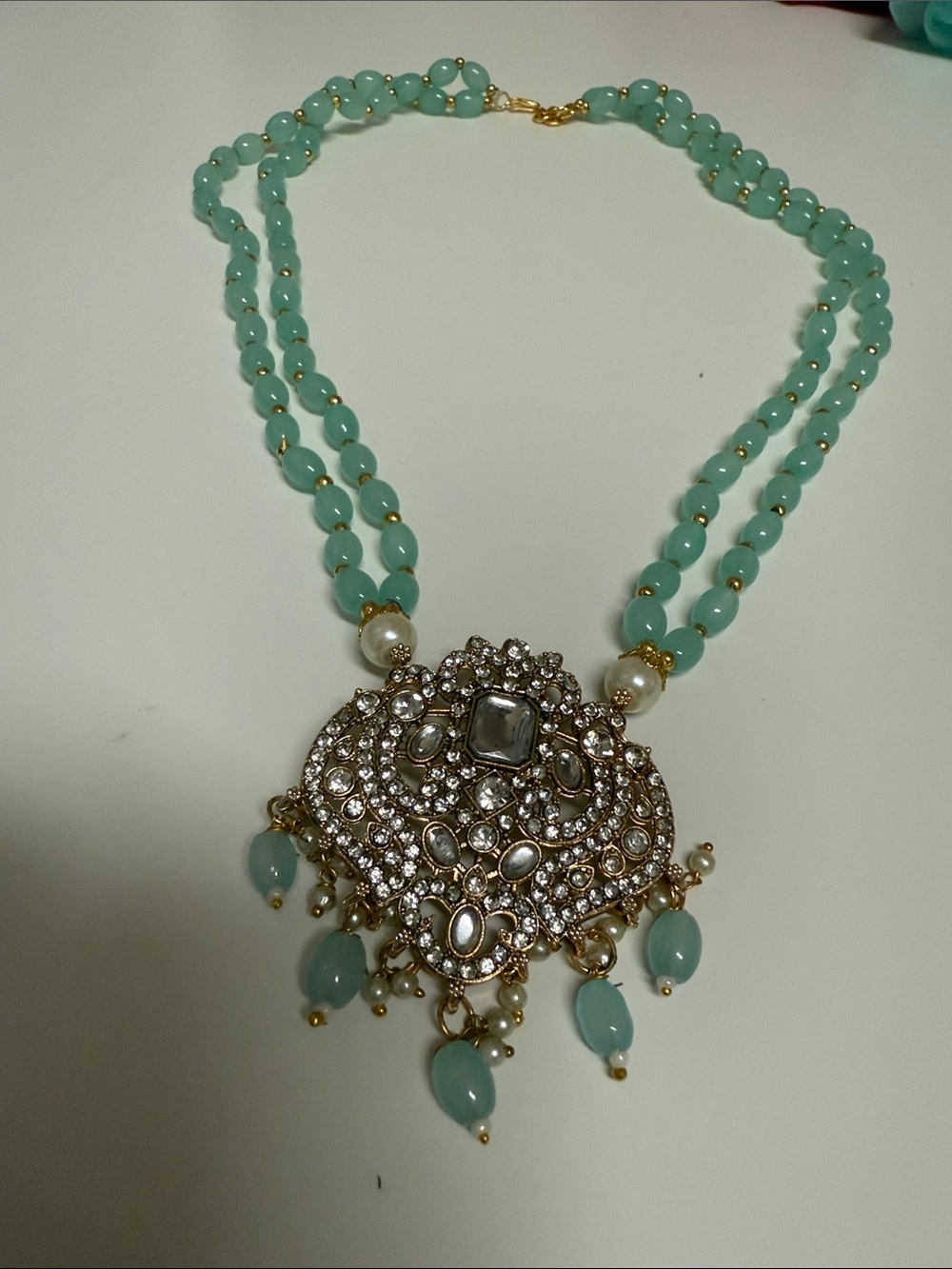 NWT Elegant Mint Green Beaded Pendant Necklace - Brand Unspecified